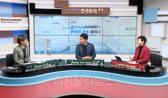 우리은행은 지난 25일 한국투자증권과 '온라인 공동 세미나'를 개최했다. 안명숙(왼쪽) 우리은행 부동산투자지원센터장과 김규정(오른쪽) 한국투자증권 자산승계연구소장이 '2021년 주택시장 전망과 투자전략'에 대해 토론을 벌이고 있다. (우리은행 제공)